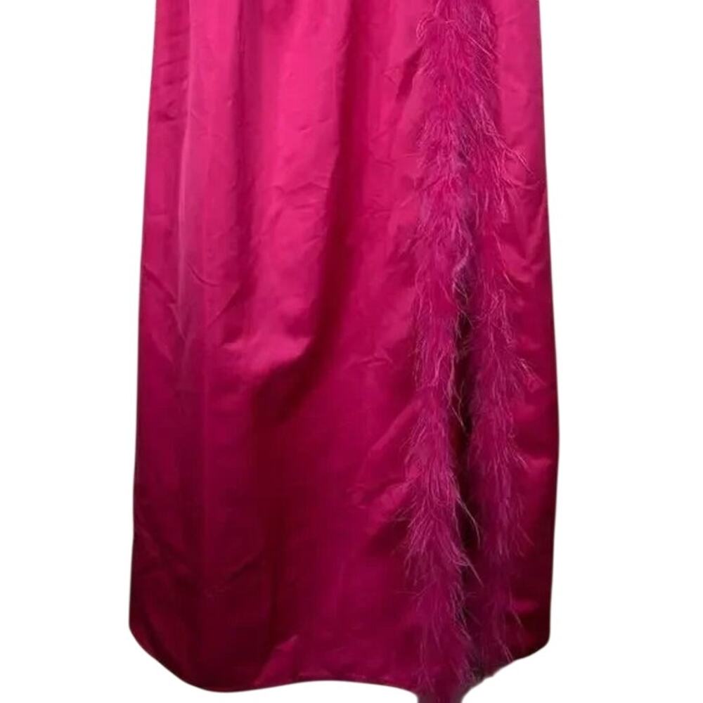 NWT WeWoreWhat Corset Bodice Side LegSlit Feathered Sleeveless Maxi Dress 2 Pink - Picture 4 of 16
